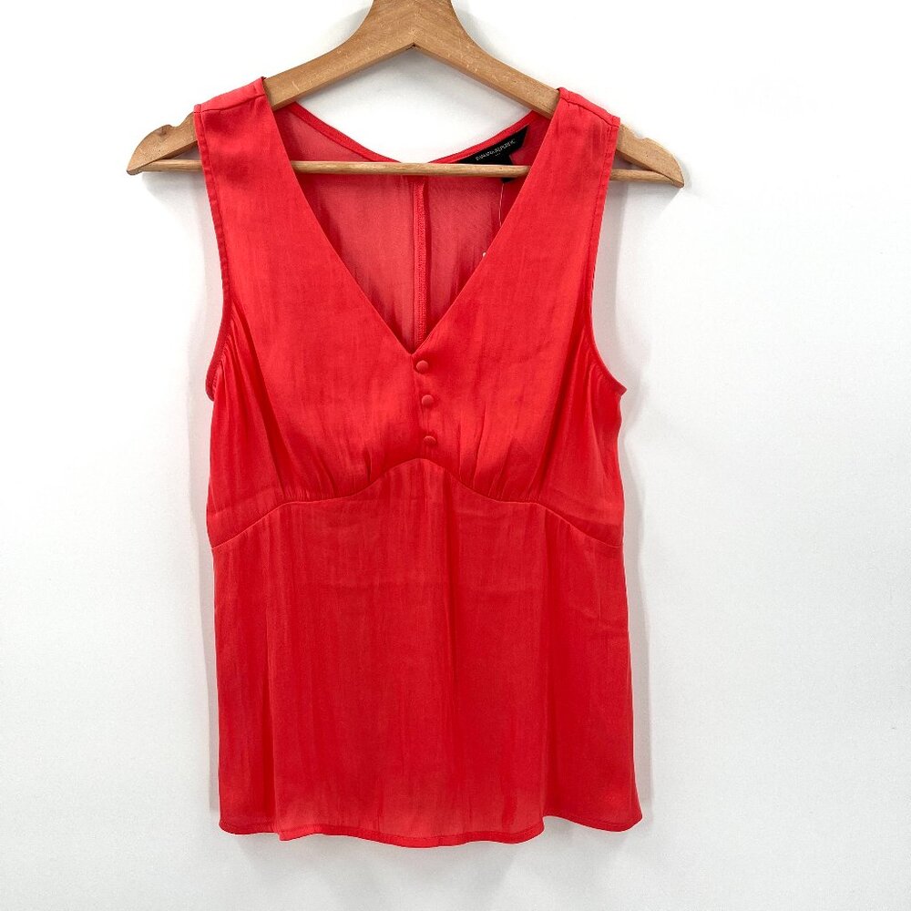 NEW Banana Republic factory babydoll sleeveless blouse top coral office work XS